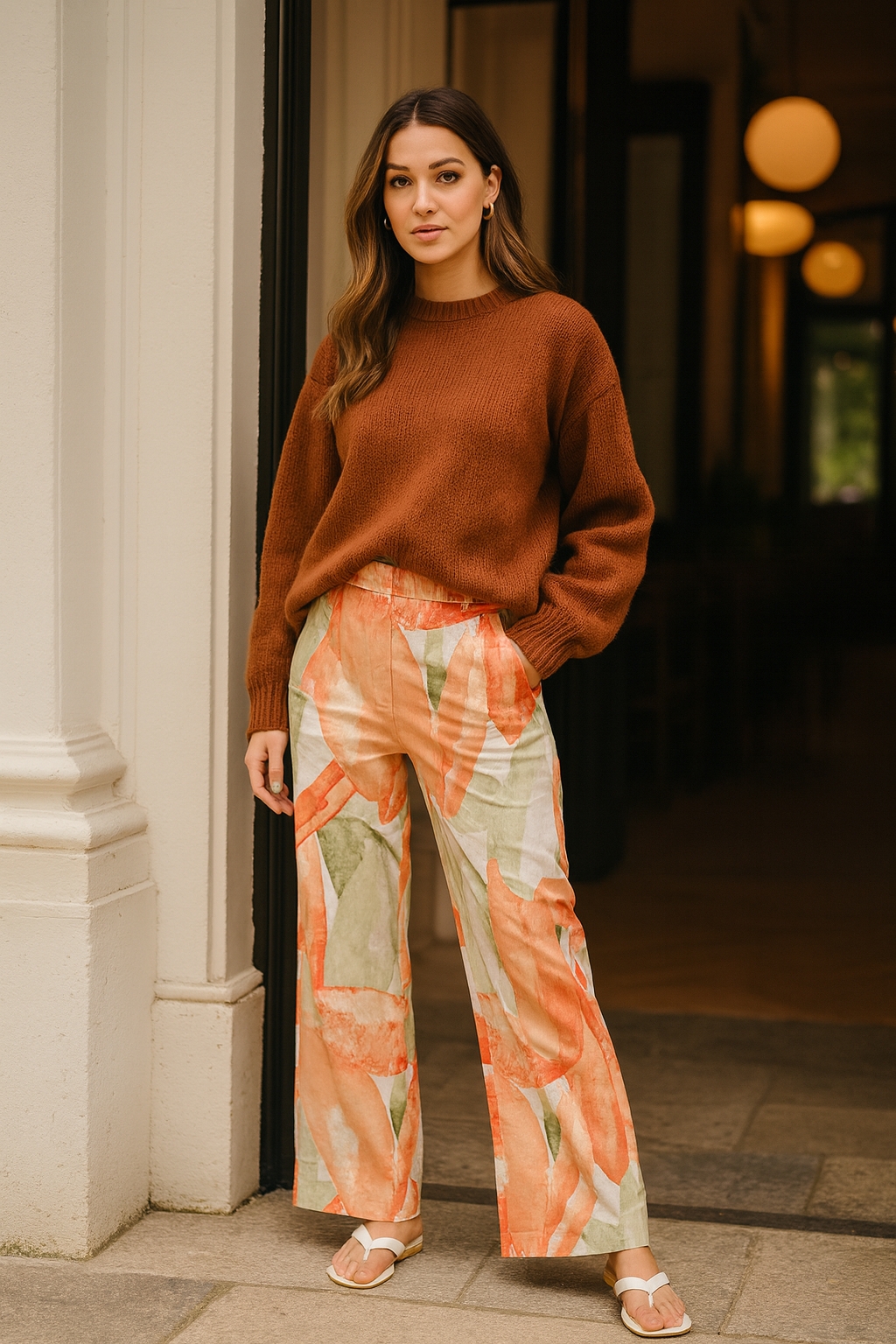 شلوار لینن طرحدار