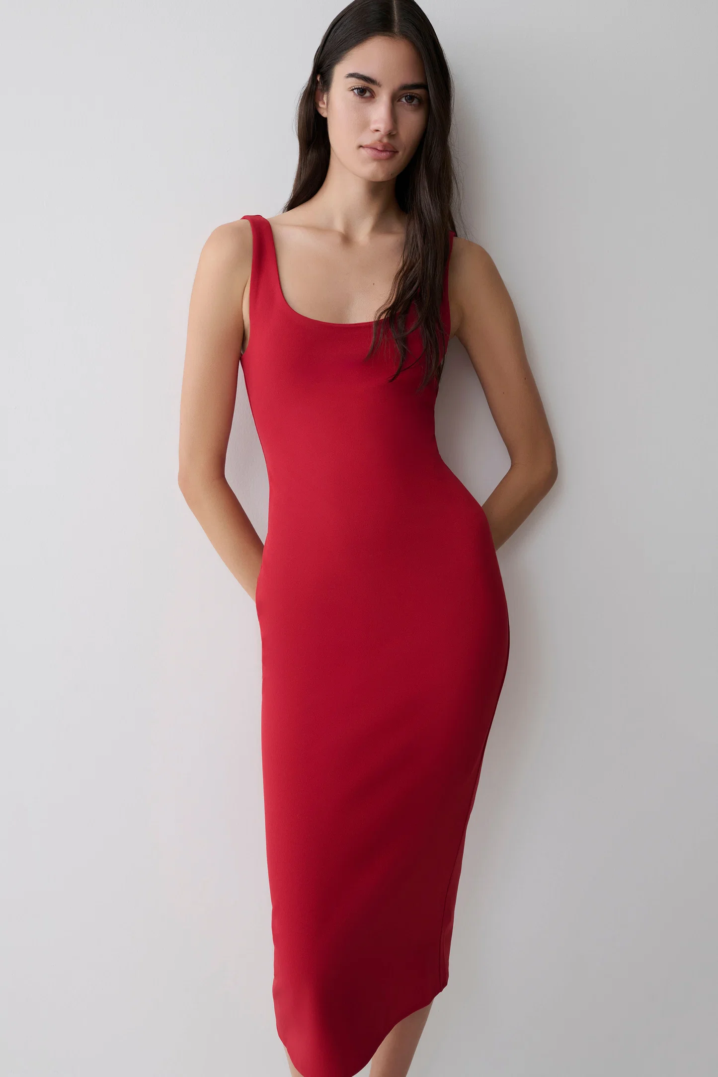 پیراهن ساده مجلسی قرمز زنانه